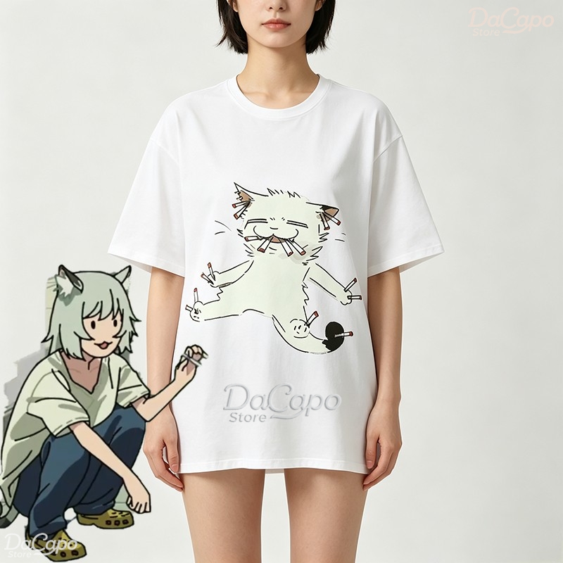 Anime Merchandise T Shirt - Chainsmoker Cat Yaniko Satou Cute Anime